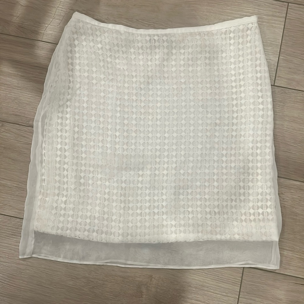 Vince Camuto White Lace Overlay Mini Skirt